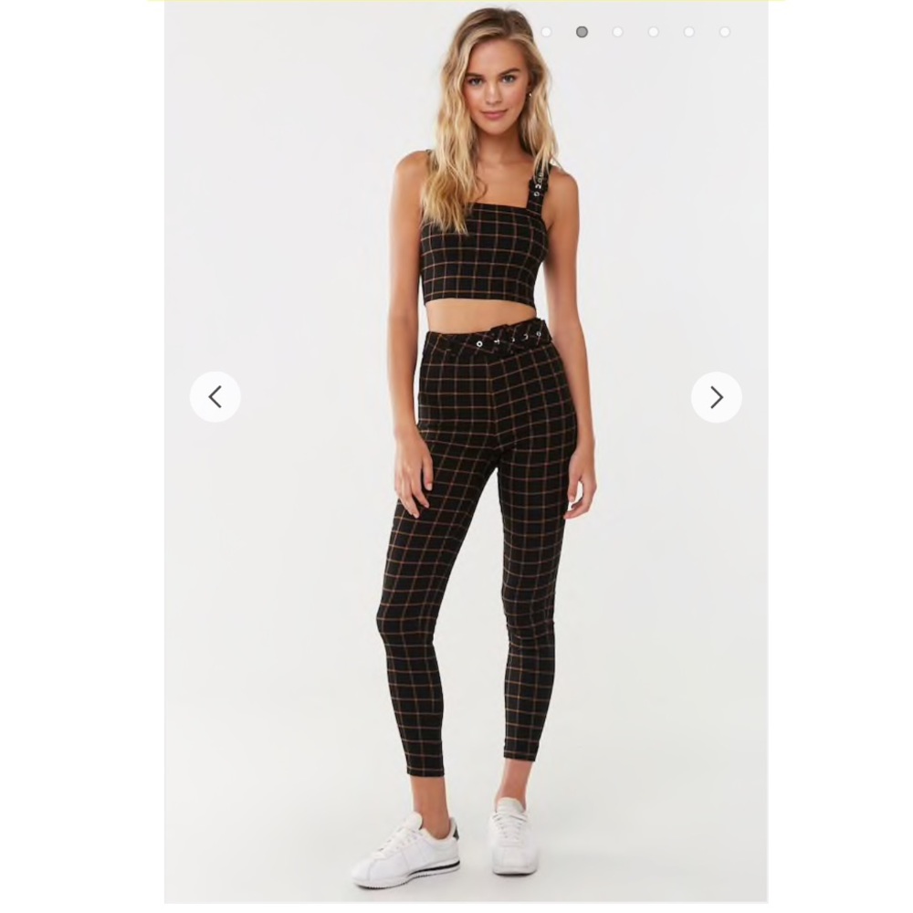 Forever 21 Plaid Crop Top & Pants Set